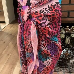 Vibrant Leopard Print Sarong/ scarf very long can wear multiple ways !
